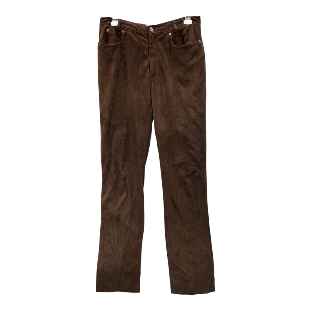 Max Mara Brown Genuine Leather Suede Pants Women's US 10 Italian 40